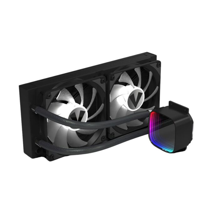 Vida Aquilo 240mm ARGB Liquid CPU Cooler, 2x ARGB PWM Fans, Infinity Mirror RGB Pump Head, Black - Image 3