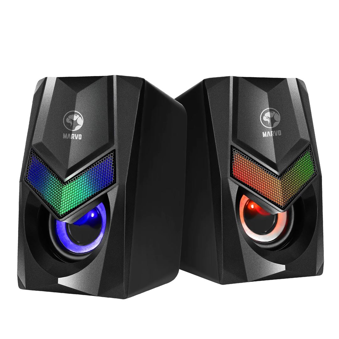Marvo Scorpion SG-118 Marvo Scorpion SG-118 Gaming Speakers, Stereo Sound, USB Powered, 7 Colour RGB Lighting, 6w, 3.5mm Input, Black - Image 1