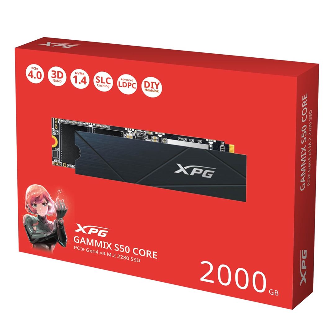 Adata GAMMIX S50 CORE Adata GAMMIX S50 CORE (SGAMMIXS50C-2000G-CS) 2TB PCIe Gen4 x4 M.2 2280 - Image 1
