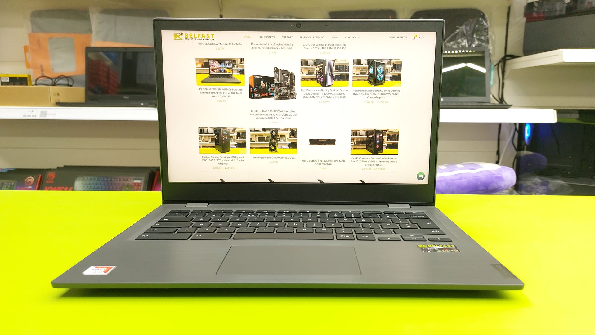 LENOVO CHROMEBOOK 14E (1) Lenovo 14e Chromebook, AMD A4-9120C, 4GB RAM, 64GB eMMC, 14"FHD IPS Touch Screen - Image 1