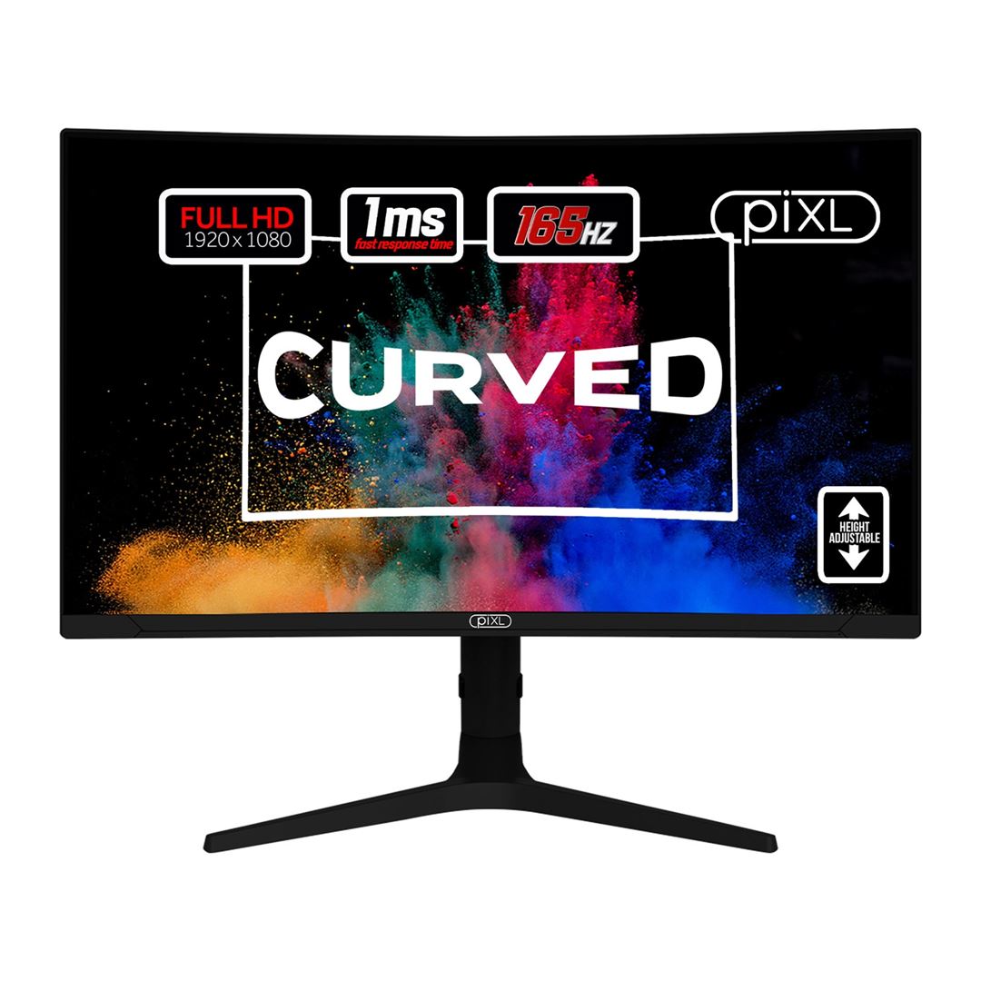 piXL CM27C7 27 Inch Curved piXL CM27C7 27" Curved Monitor, 165Hz, 1ms, Frameless, Freesync / G-Sync, Full HD, Black with RGB Lighting - Image 1
