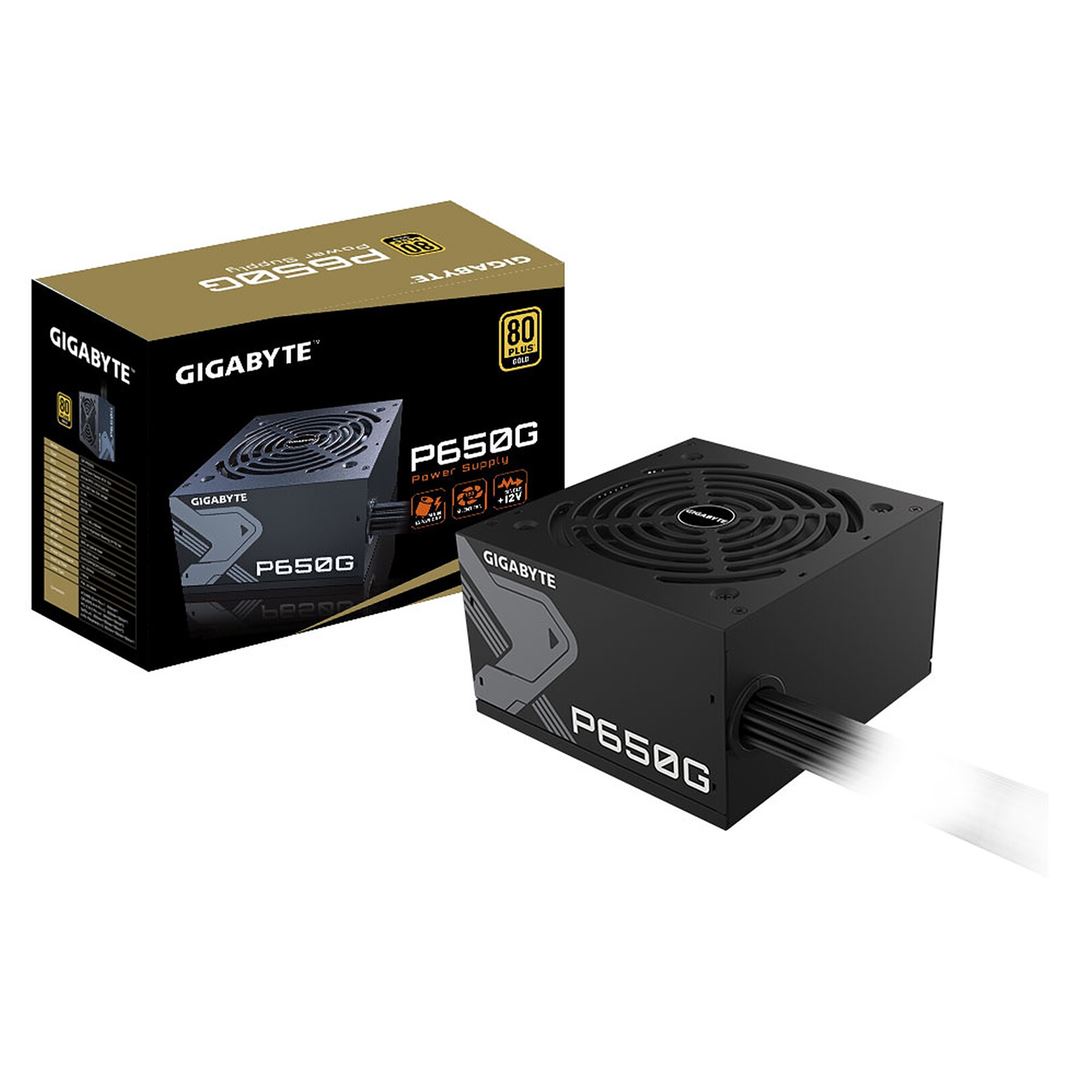 GIGABYTE P650G 650W GIGABYTE P650G 650W PSU, 120mm Silent Hydraulic Bearing Fan, 80 PLUS Gold, Non Modular, UK Plug, 100% Japanese Capacitors, - Image 1