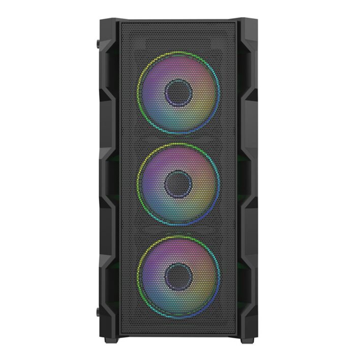 CIT Neo ATX Gaming Case Black 6 Port Hub PWM & 4x ARGB CiT Tornado Dual-Ring Infinity Fans - Image 3