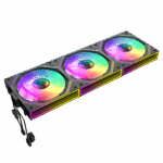 GameMax Black Link (3 Pack) Infinity Mirror ARGB Black 4pin PWM Linked Cooling Fans - Image 3