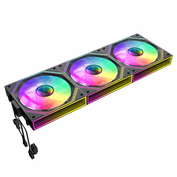 GameMax Black Link (3 Pack) Infinity Mirror ARGB Black 4pin PWM Linked Cooling Fans - Image 3