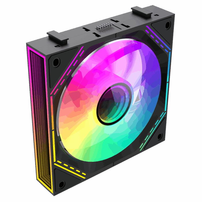 GameMax Black Link (3 Pack) Infinity Mirror ARGB Black 4pin PWM Linked Cooling Fans - Image 4