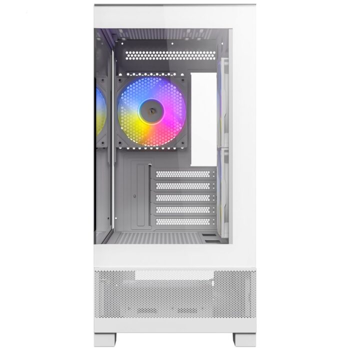 Antec CX500M RGB Gaming Case w/ Glass Side & Front, Micro ATX, 3x RGB Fans, LED Button, 410mm GPU Support, USB-C, White - Image 2