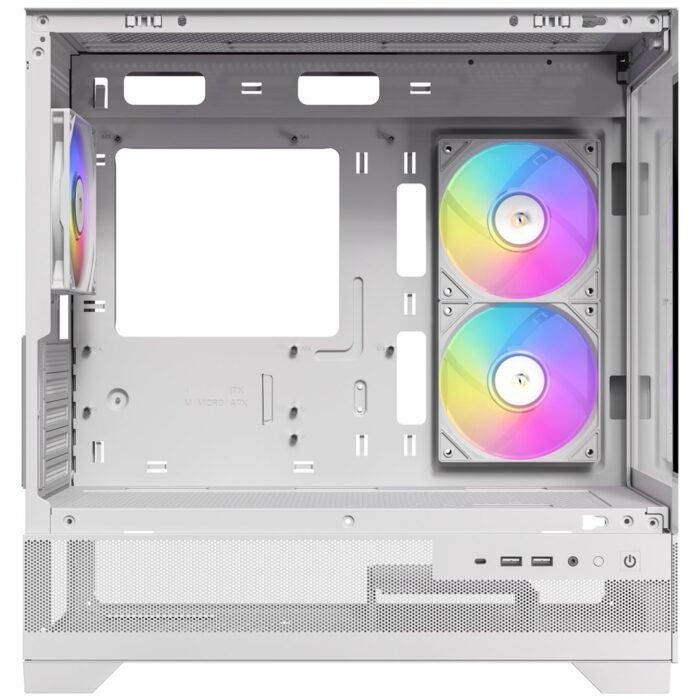 Antec CX500M RGB Gaming Case w/ Glass Side & Front, Micro ATX, 3x RGB Fans, LED Button, 410mm GPU Support, USB-C, White - Image 3