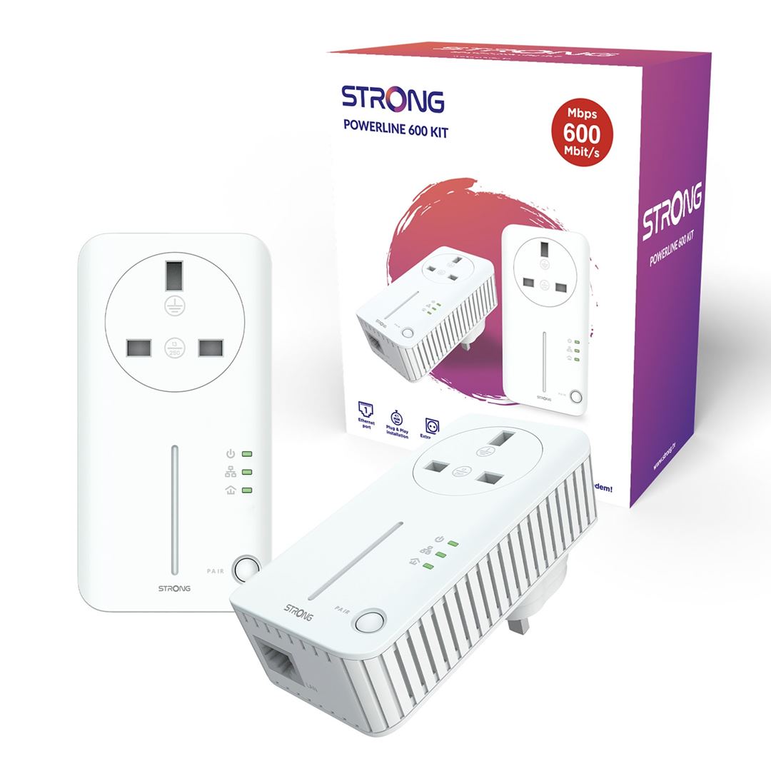 Strong POWERL600DUOUK AV600 Strong POWERL600DUOUK AV600 Passthrough Powerline Kit (2 Pack) - Image 1