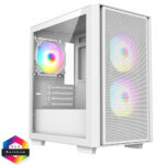 Cit Level 4 White Micro-ATX Mesh PC Gaming Case with 3 x 120mm RGB Rainbow Fans