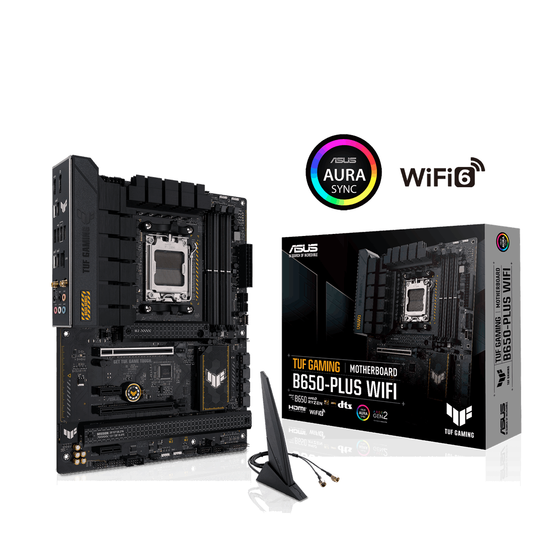 Asus TUF GAMING B650-PLUS WIFI, 0 Asus TUF GAMING B650-PLUS WIFI, AMD B650, AM5, ATX, 4 DDR5, HDMI, DP, Wi-Fi 6, 2.5G LAN, PCIe5, 3x M.2 - Image 1