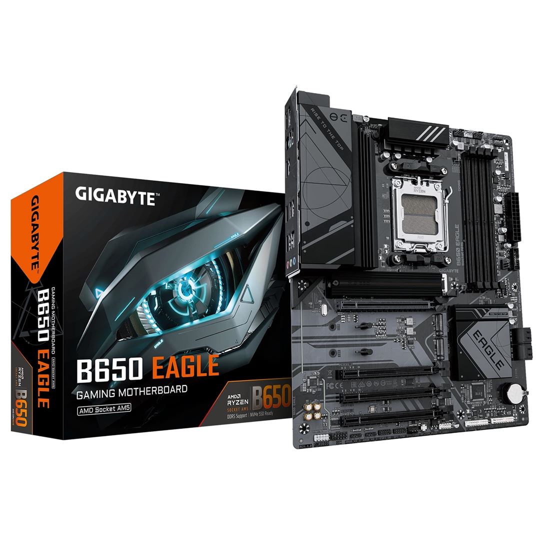 Gigabyte B650 EAGLE Gigabyte B650 EAGLE AMD AM5 Socket Motherboard, ATX, 4x DDR5 Slots, 3x M.2 Sockets, 2x USB-C Port, GbE LAN, - Image 1