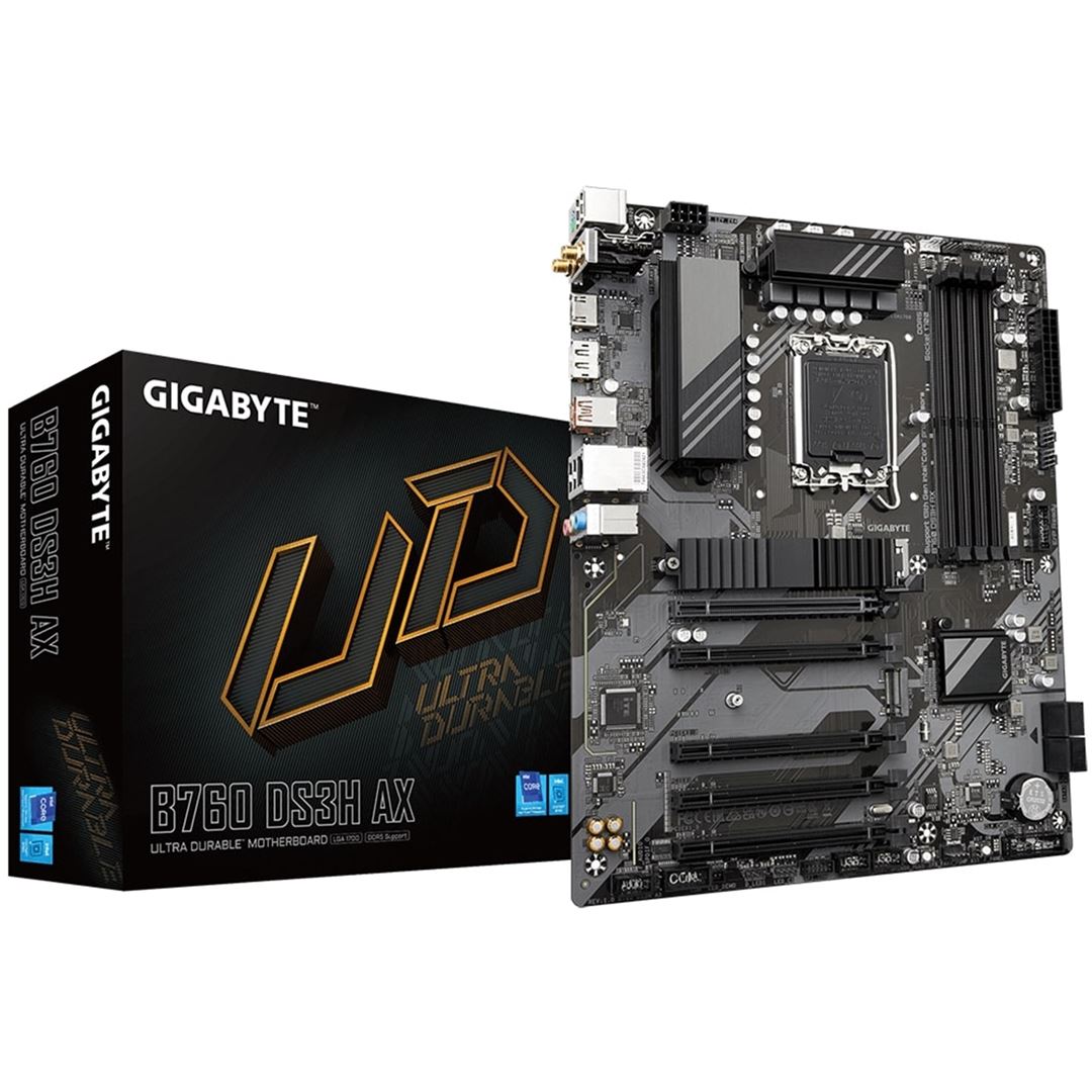 Gigabyte B760 DS3H AX Gigabyte B760 DS3H AX Ultra Durable Intel 1700 Socket Motherboard, ATX, 4x DDR5 Slots GbE LAN, Wi-Fi 6E - Image 1