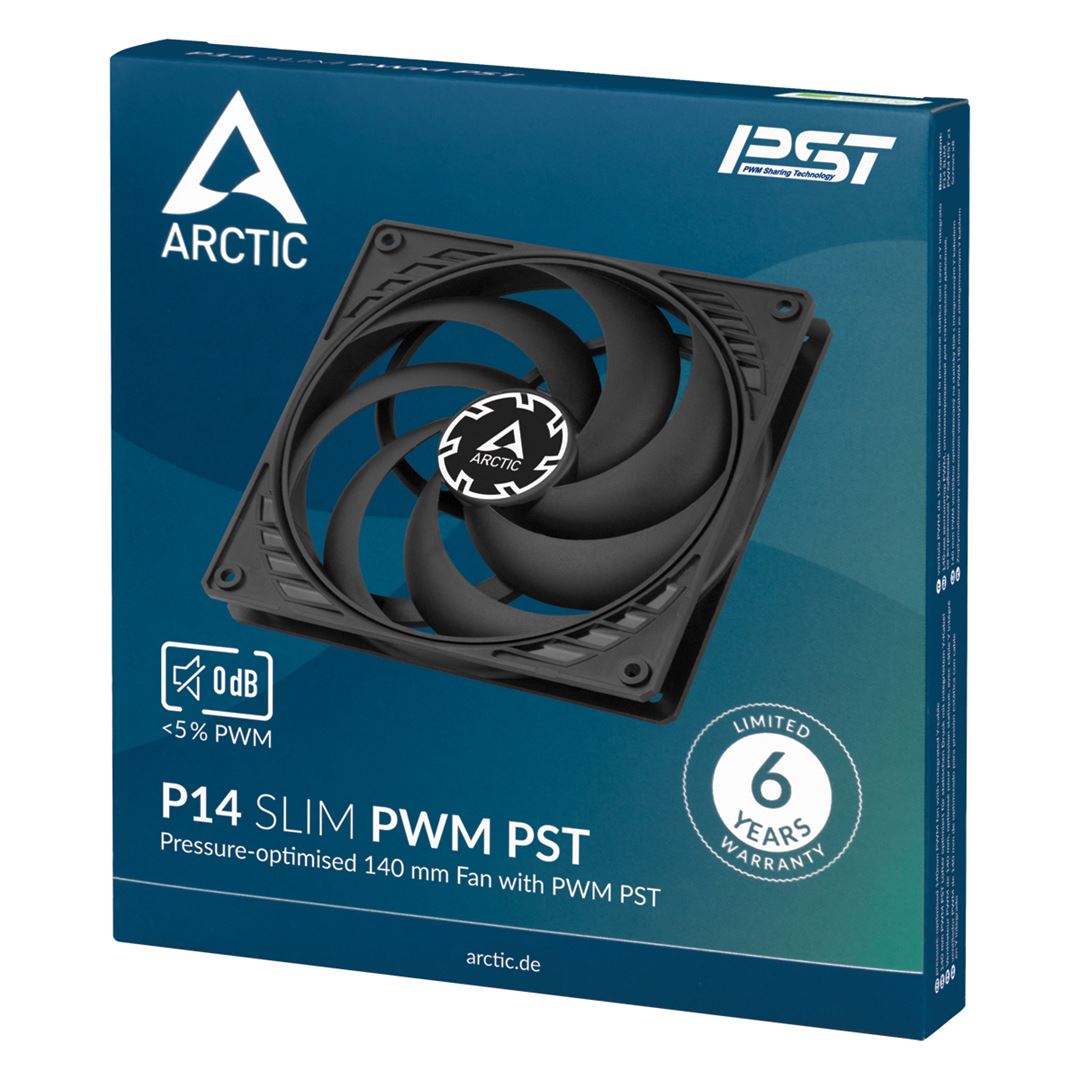 Arctic P14 14cm Pressure Optimised Slim Arctic P14 14cm Pressure Optimised Slim PWM PST Fan Black - Image 1