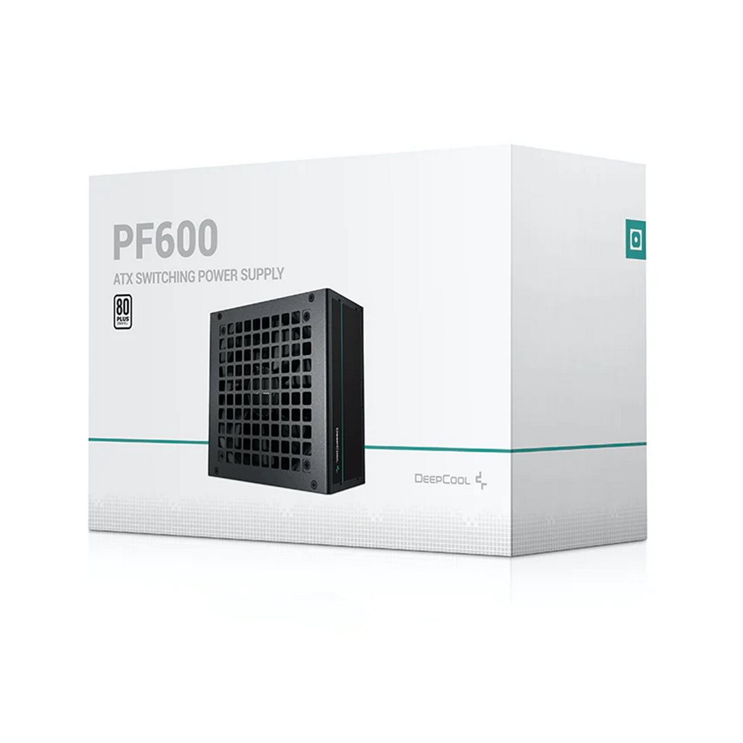 DeepCool PF600 0 DeepCool PF600 600W PSU, 120mm Silent Hydraulic Bearing Fan, 80 PLUS White, Non Modular, Flat Black Cables - Image 1