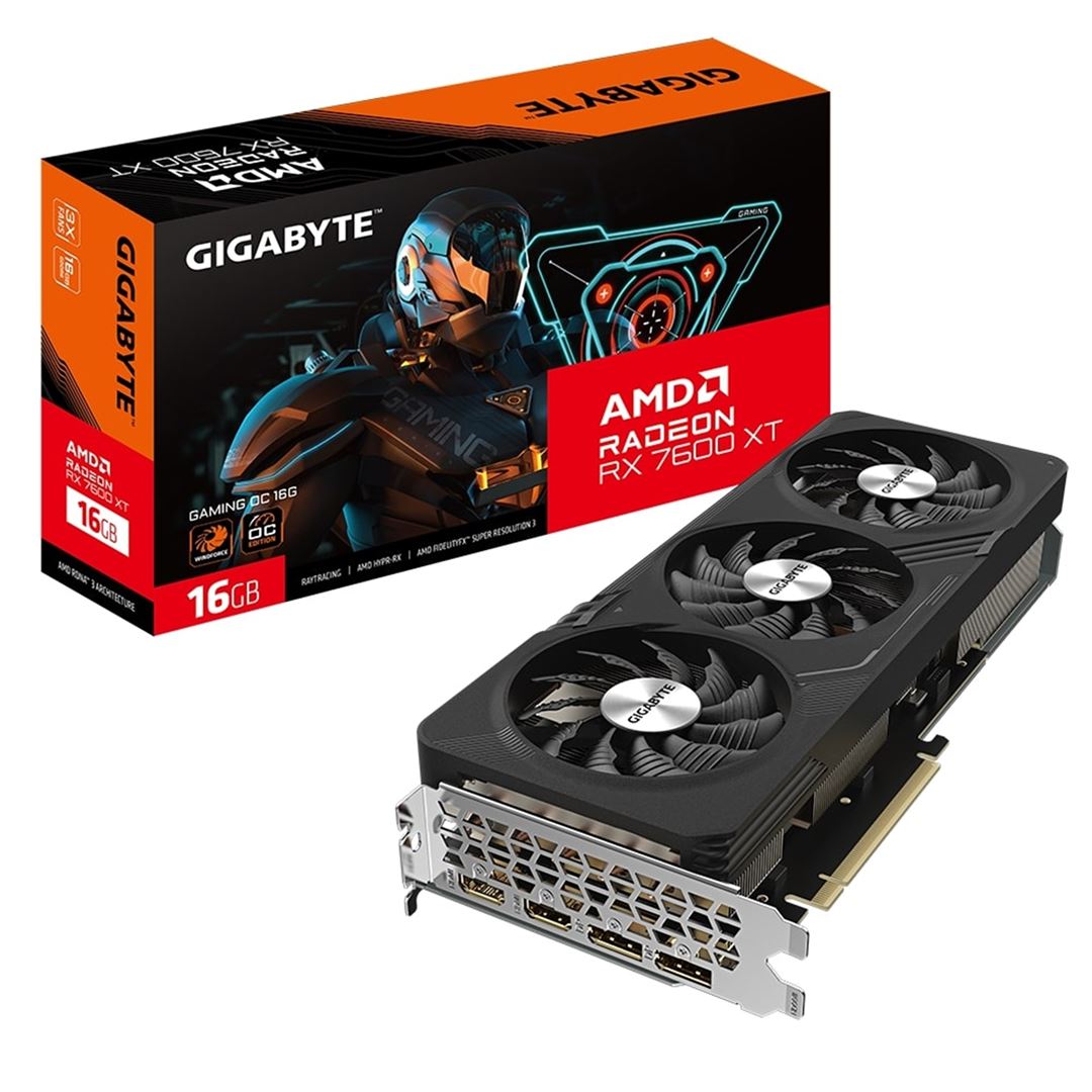 Gigabyte AMD Radeon RX 7600 XT Gigabyte AMD Radeon RX 7600 XT GAMING OC Graphics Card, 16GB GDDR6, Triple Fan - Image 1