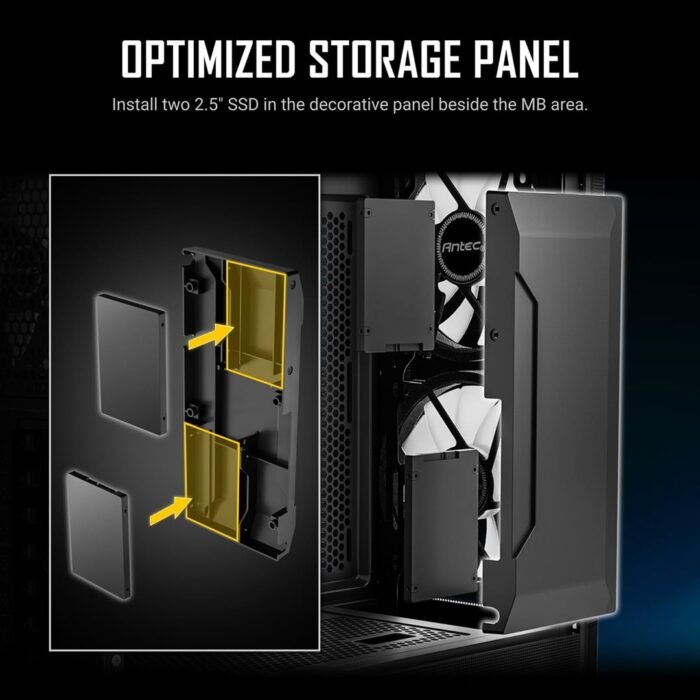 ANTEC NX416L Case, Gaming, Black, Mid Tower, 3 x ARGB Fan - Image 8