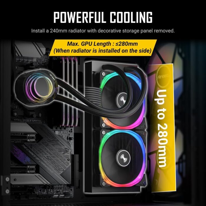 ANTEC NX416L Case, Gaming, Black, Mid Tower, 3 x ARGB Fan - Image 6