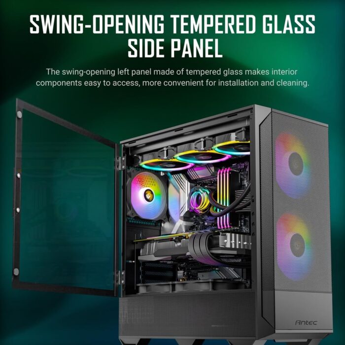 ANTEC NX416L Case, Gaming, Black, Mid Tower, 3 x ARGB Fan - Image 3