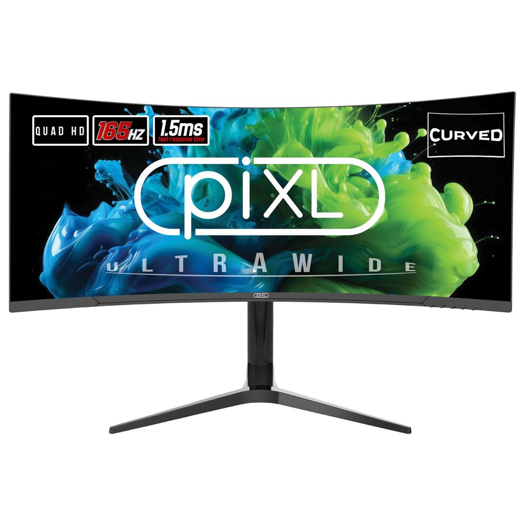 piXL CM34C7 34 Inch Ultrawide piXL 34 Inch Ultrawide Curved Gaming Monitor, 165Hz, 1.5ms Response Time, 3440x1440 Resolution, HDMI, DP - Image 1