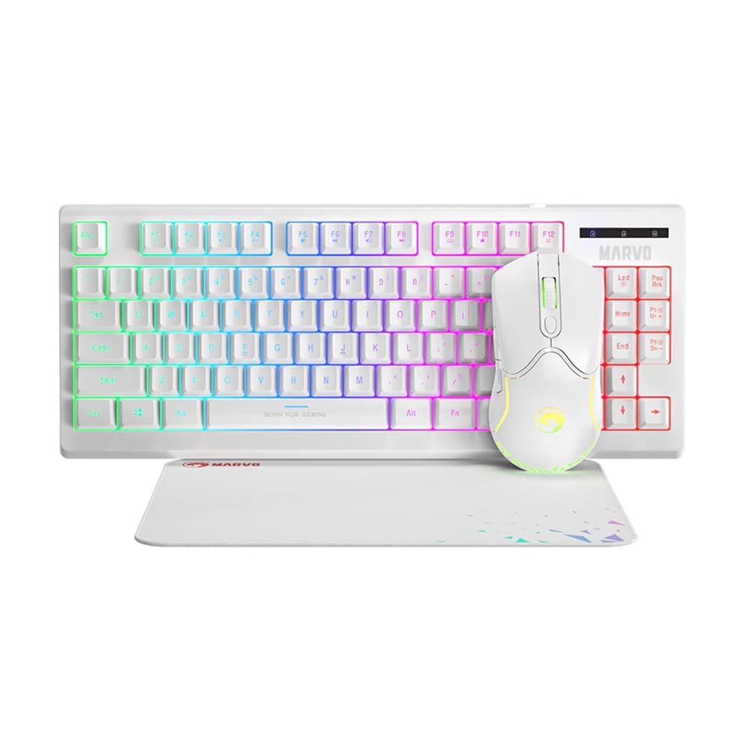 Marvo Scorpion CM310 W Marvo Scorpion CM310 Loot 30 3 in 1 RGB Wired Gaming TKL Keyboard, Mouse and Mat Bundle (White) - Image 1