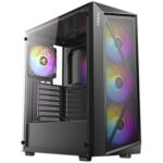 Antec AX67 ARGB Mid-Tower Gaming PC Case, Full Mesh Front, Tempered Glass, 4 x 120mm ARGB Fans, ATX