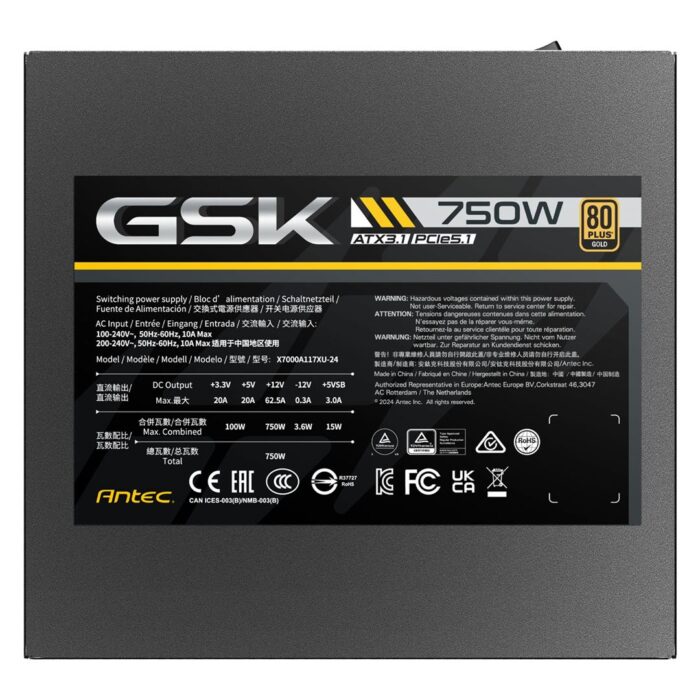 Antec GSK ATX3.1 750W Power Supply - 80 PLUS Gold, Full Modular, PCIe 5.1 - Image 6