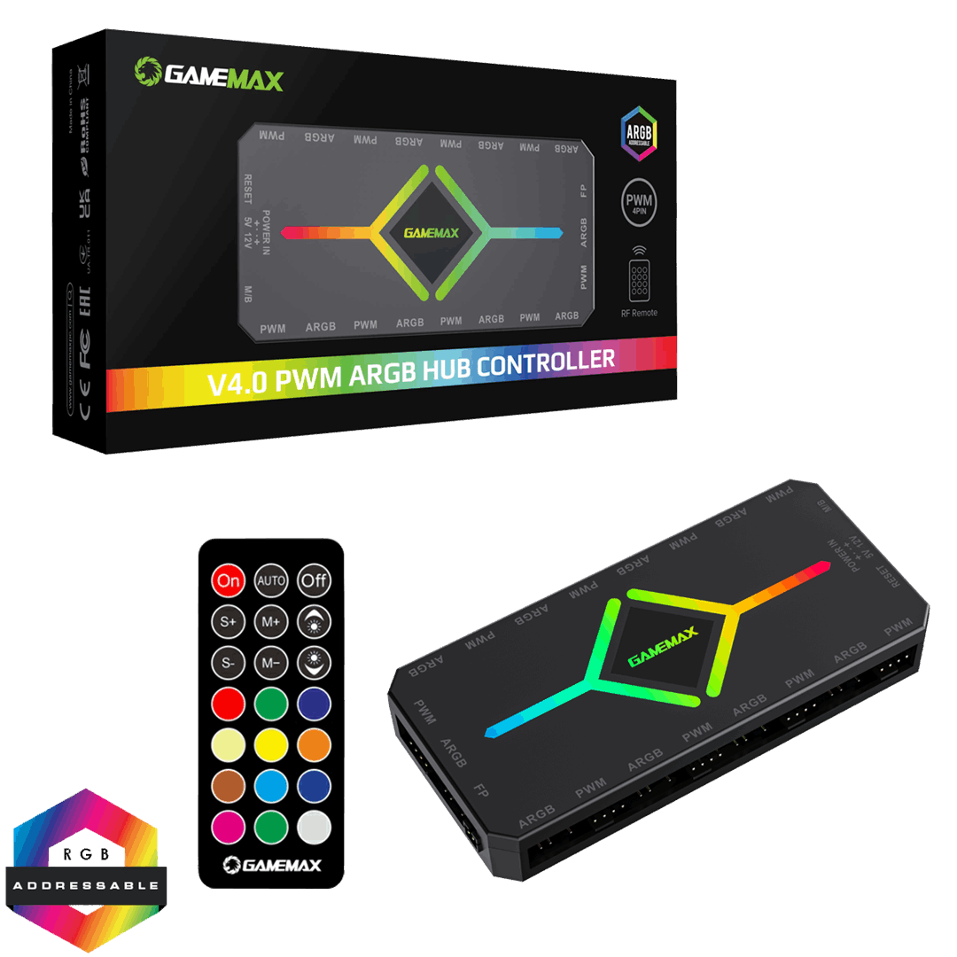 GameMax 9 Port HUB V4.0 GameMax 9 Port HUB V4.0 PWM ARGB SYNC & RF Remote - Image 1