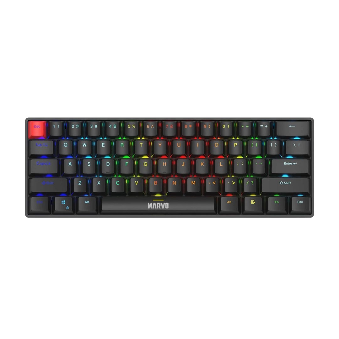 Scorpion KG933G Saber 61 Marvo Scorpion KG933G Saber 61 Wired Mechanical RGB 60% Gaming Keyboard (Black) - Image 1
