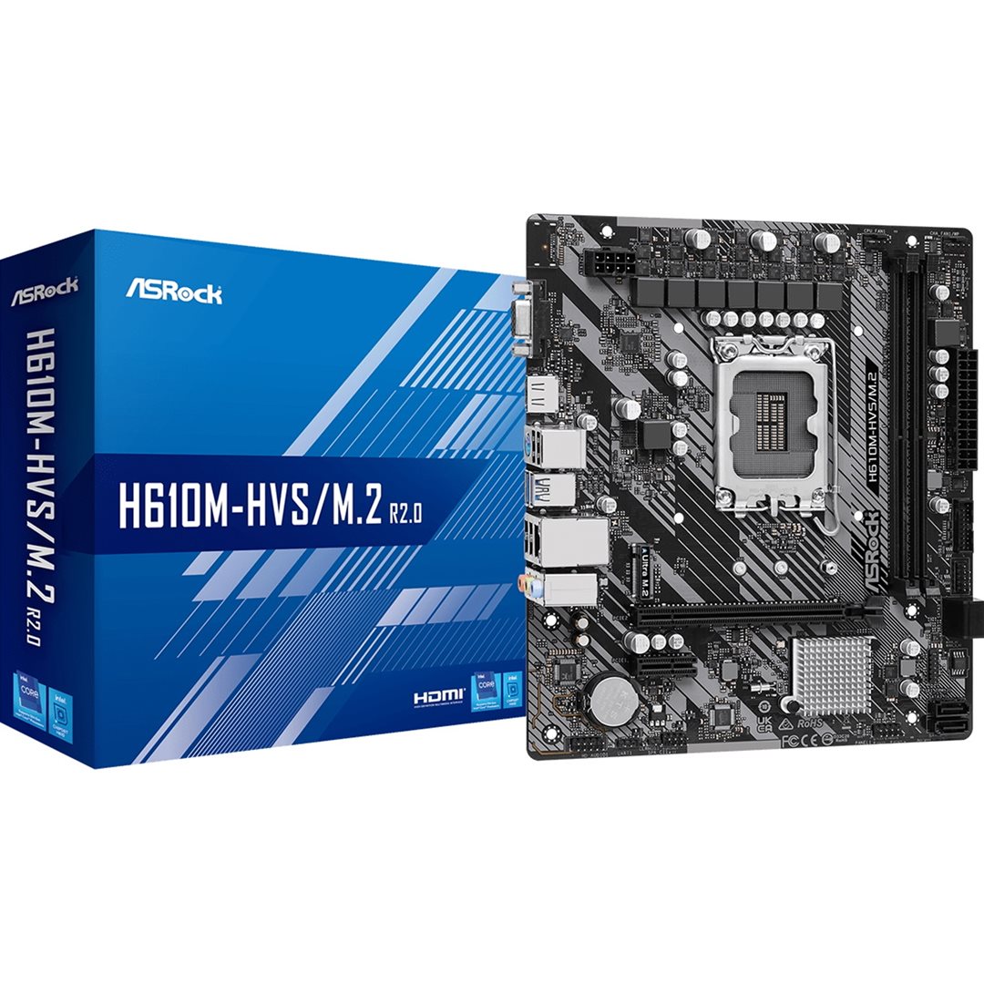 ASRock H610M-HVS M.2 R2.0 ASRock H610M-HVS/M.2 R2.0 LGA1700 Motherboard - Image 1