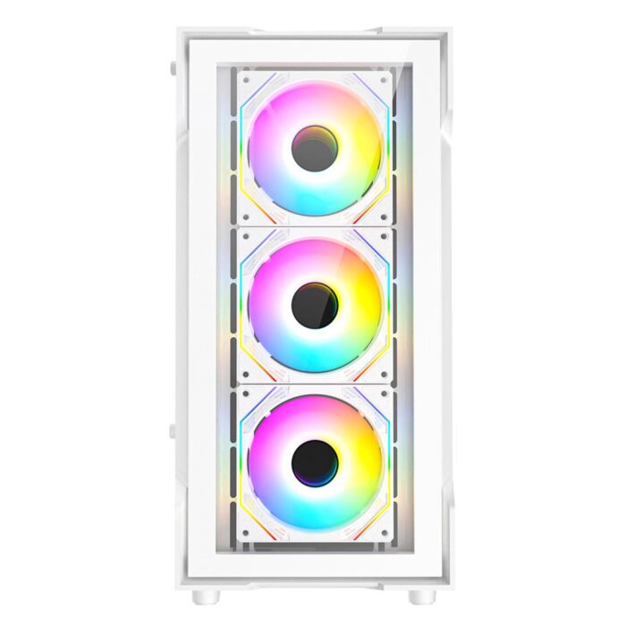 Cit Bolt White Micro-ATX Gaming Case With 4 x 120mm ARGB - Image 3