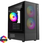 Cit F3M Black Micro-ATX Mesh PC Gaming Case with 3 x 120mm ARGB Fans Included