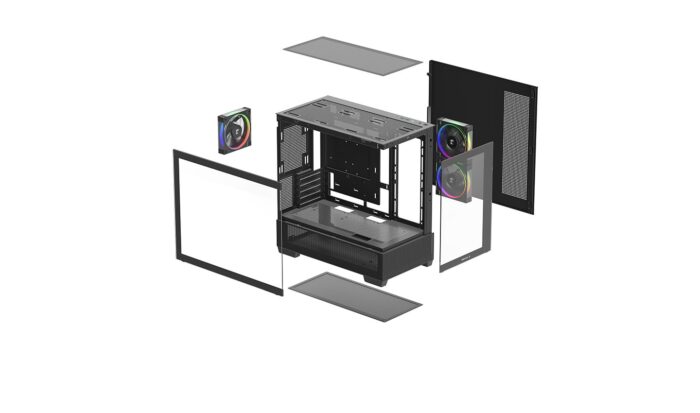 DeepCool CG380 3F Micro-ATX Gaming Case Case Black Panoramic Tempered Glass Side Panel, Mesh Airflow Front - Image 6