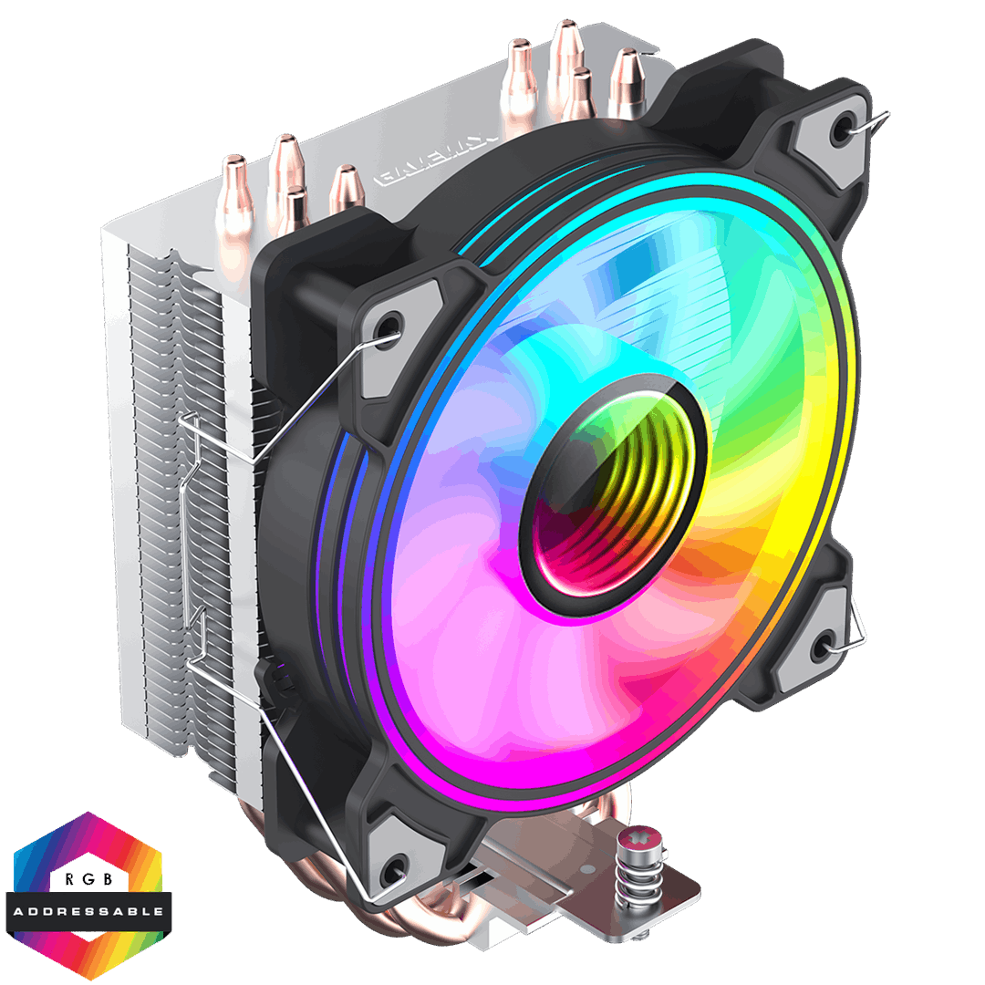 GameMax Ice Blade GameMax Ice Blade CPU Cooler 120mm PWM ARGB Fan 4 x Heat Pipes TDP 190W - Image 1