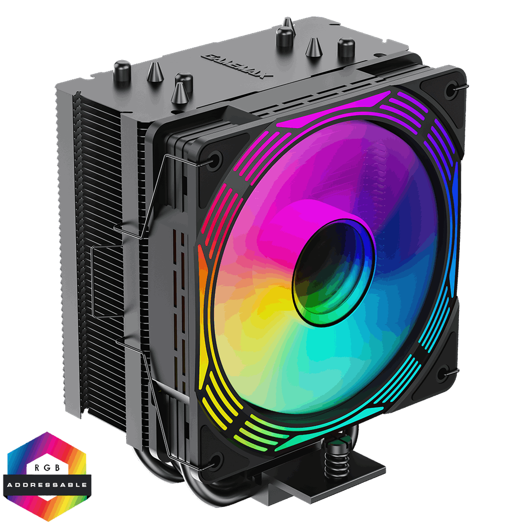 GameMax Ice Force Black GameMax Ice Force Black CPU Cooler With 120mm PWM ARGB Infinity Fan 4 x Heat Pipes TDP 200W - Image 1