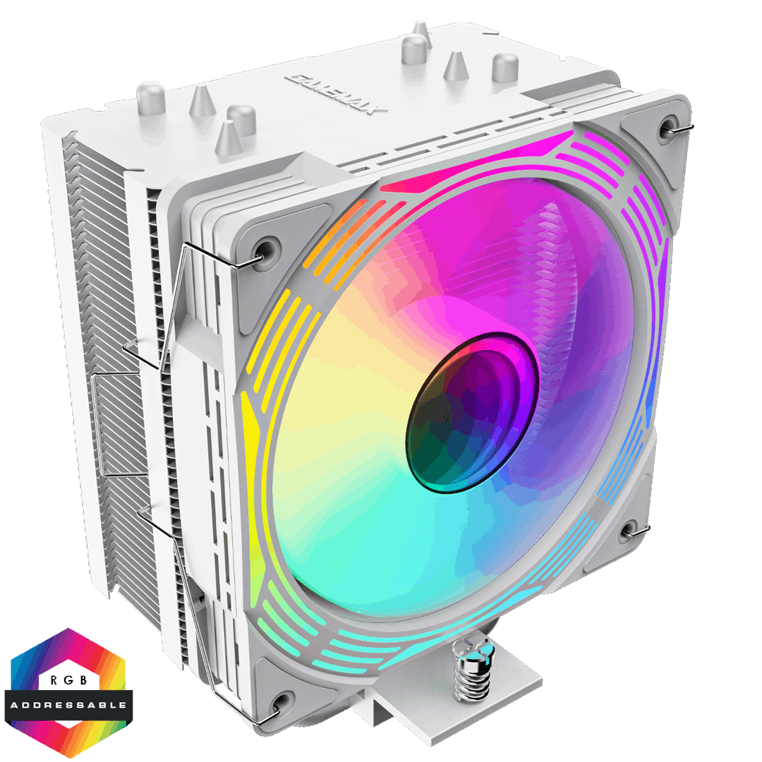 GameMax Ice force White GameMax Ice force White CPU Cooler With 120mm PWM ARGB Infinity Fan 4 Heat Pipes TDP 200W - Image 1