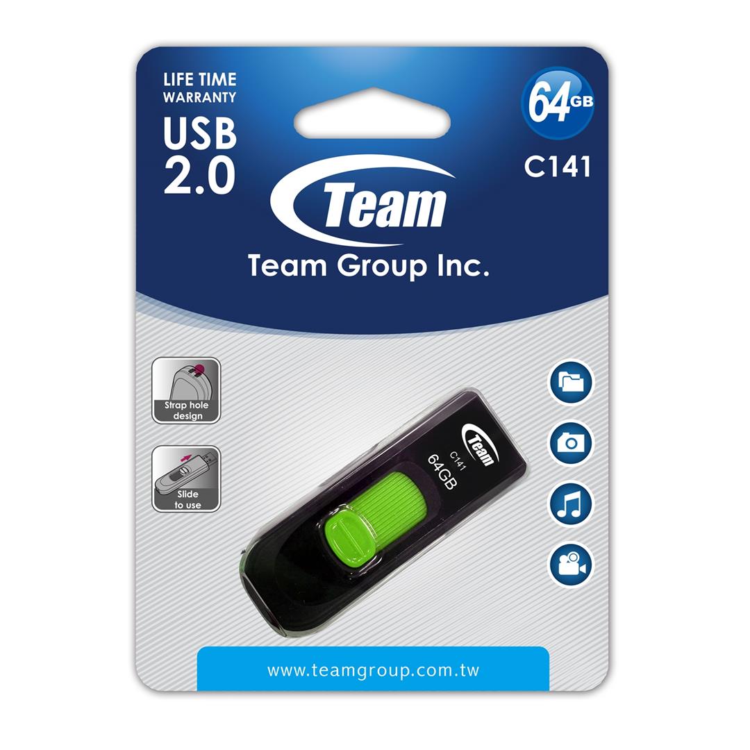 Team C141 64GB 64GB Team C141 USB 2.0 Green USB Flash Drive - Image 1