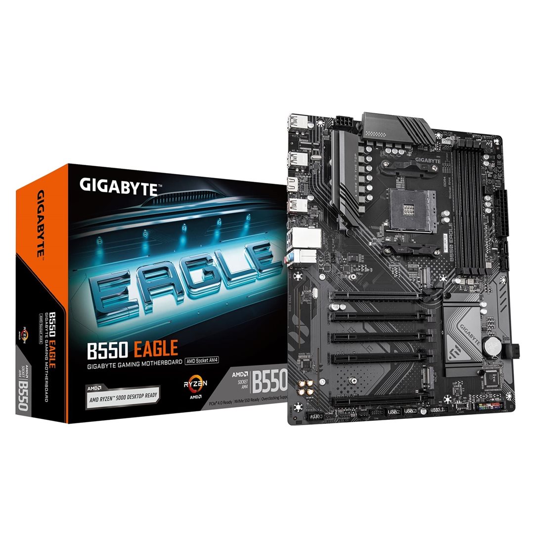 Gigabyte B550 EAGLE AMD AM4 Gigabyte B550 EAGLE AMD AM4 Socket Motherboard, ATX, 4x DDR4 Slots, 2x M.2 - Image 1