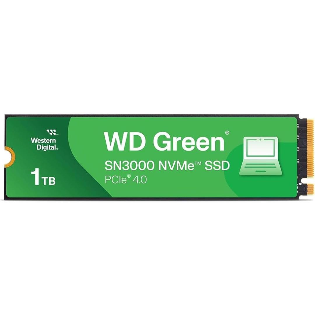 WD Green SN3000 1TB WD Green SN3000 NVMe SSD, M.2 Interface, PCIe Gen4, 2280, Read 5000MB/s, Write 4200MB/s - Image 1