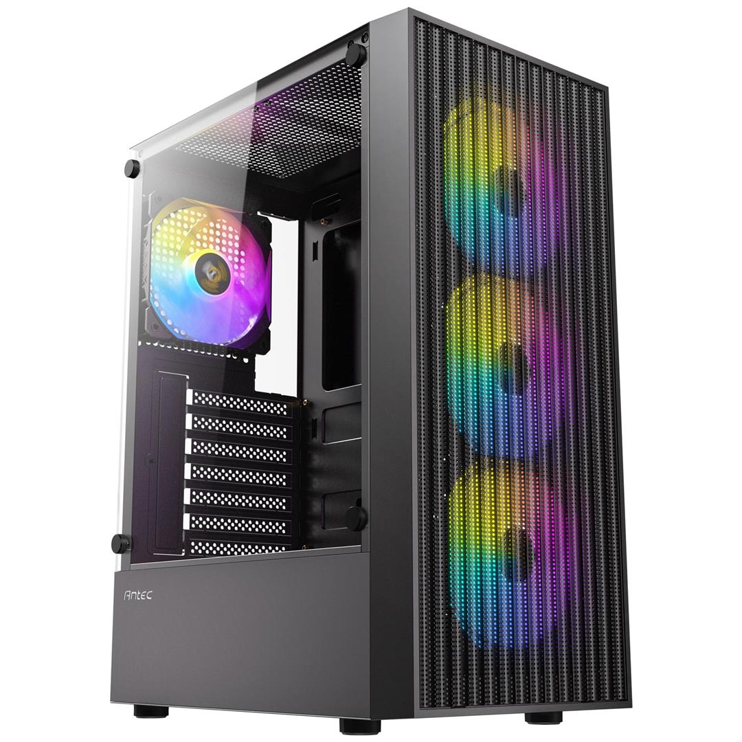 Antec AX27 RGB Elite Antec AX27 RGB Mid-Tower Case, 4 x 120mm Fixed-RGB Fans - Image 1