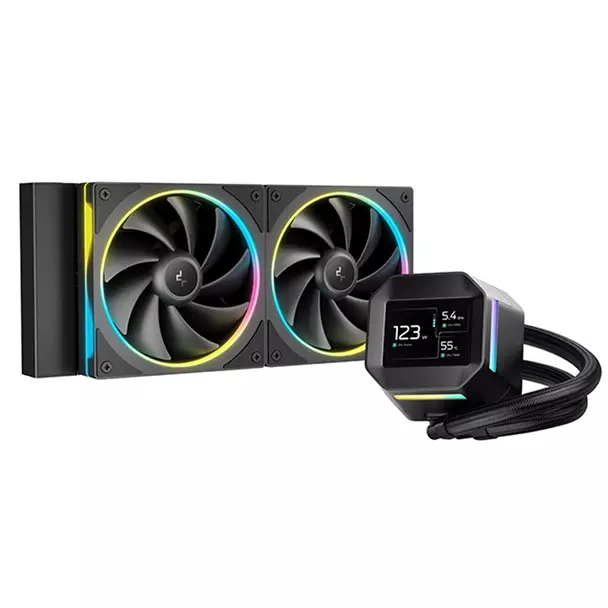 DeepCool LM240 DeepCool LM240 Liquid CPU Cooler with 2.4" IPS Display, 240mm AIO, Intel LGA 1851/1700 & AMD AM5 Compatible, Black - Image 1