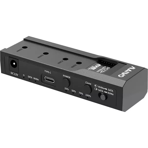 Maiwo USB Type-C, Maiwo USB Type-C, Dual Bay HDD/NVMe M2 SSD 10Gbps Clone Converter For 2.5" and 3.5" SATA, Clone SATA to NVMe Instantly - Image 1