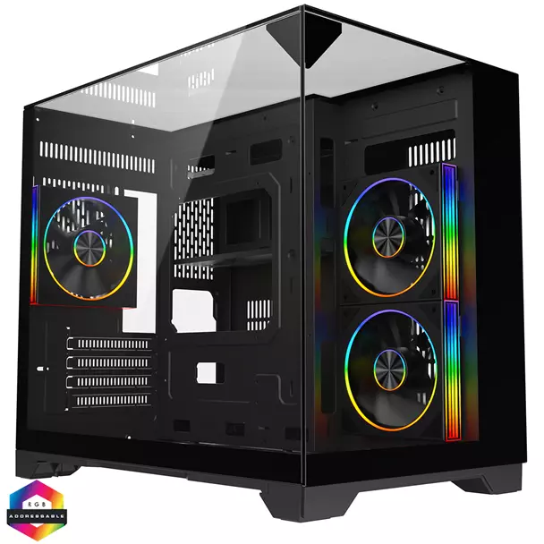 Atom Black mATX Powercool Atom Black MATX Cube with 3x ARGB Fans - Image 1