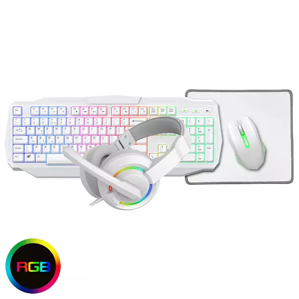 CiT Scorpion 4-in-1 White CiT White Scorpion 4in1 Keyboard Mouse & Headset Combo - Image 1