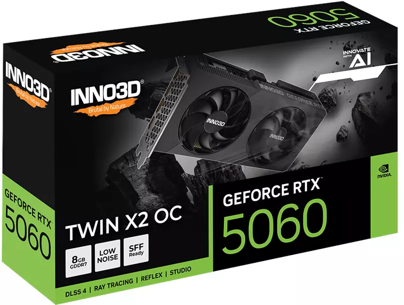 5060_TWIN_X2OC_v2_box Inno3D GeForce RTX 5060 Twin X2 OC V2 8GB GDDR7 PCI-Express Graphics Card - Image 1