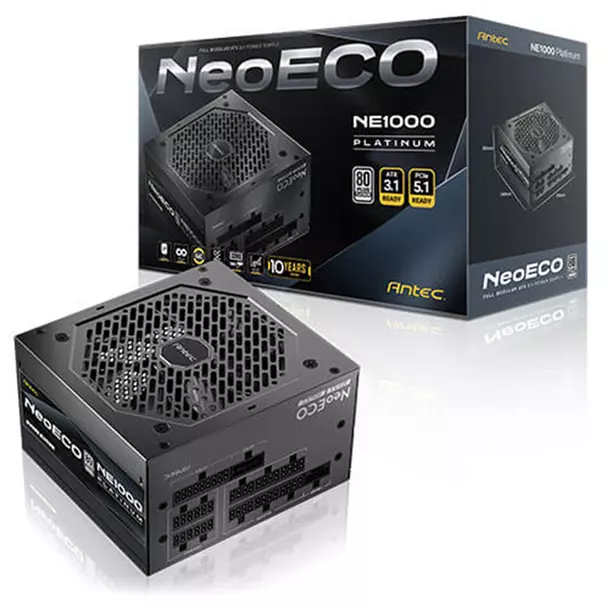 Antec NE1000 0 Antec NE1000 Platinum NeoEco 1000W Fully - Modular ATX 3.1 Power Supply, PCIe 5.1 - Image 1