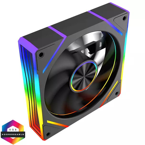 Powercool Aura 120 ARGB Aura 120mm ARGB Black 4pin PWM PC Cooling Infinity Fan - Image 1