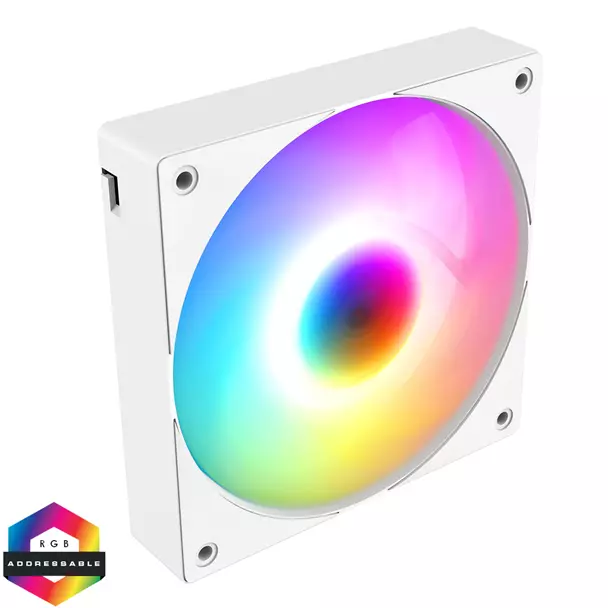 Powercool High Flow 120 ARGB White High Flow 120mm ARGB White 4pin PWM PC Cooling Fan - Image 1